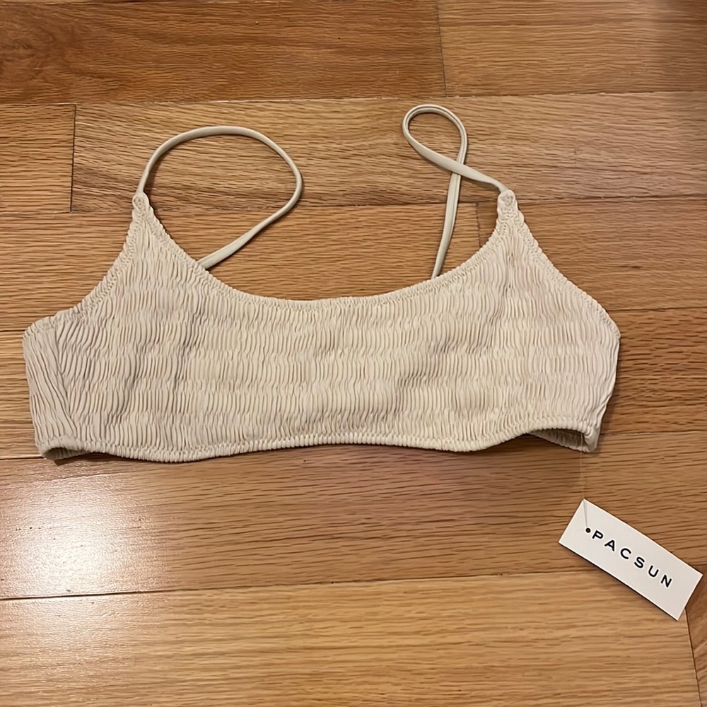 NWT Pacsun Ribbed Cream Bikini Top
